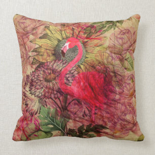 Almofada Flamingo cor-de-rosa tropical floral boémio do
