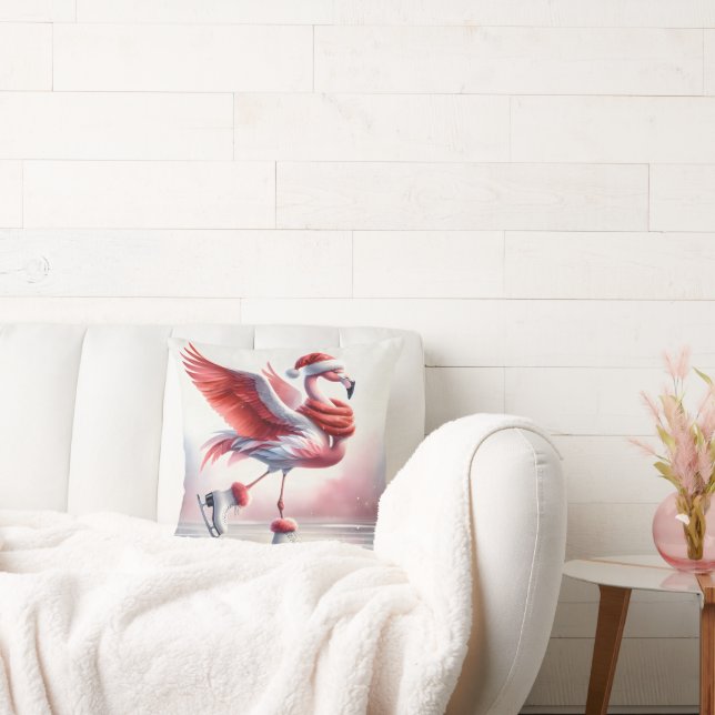 Almofada Flamingo De Natal Em Skates (Sofá)