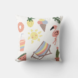 Almofada Flamingo de Verão Desenhos à Mão