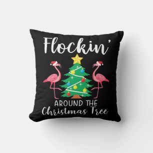 Almofada Flamingo  Flockin Em Torno Da Árvore De Natal Fla