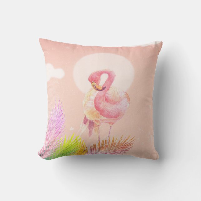 Almofada Flamingo Lovers | Pássaro Flamingo Cujo Pássaro Te (Frente)