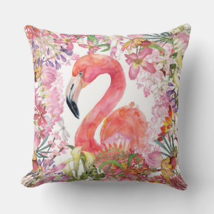 Almofada Flamingo na Selva Flor - Padrão de Verão