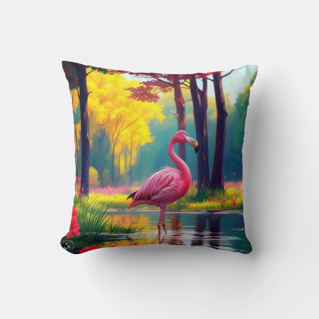 Almofada Flamingo no lago-365476 (Frente)