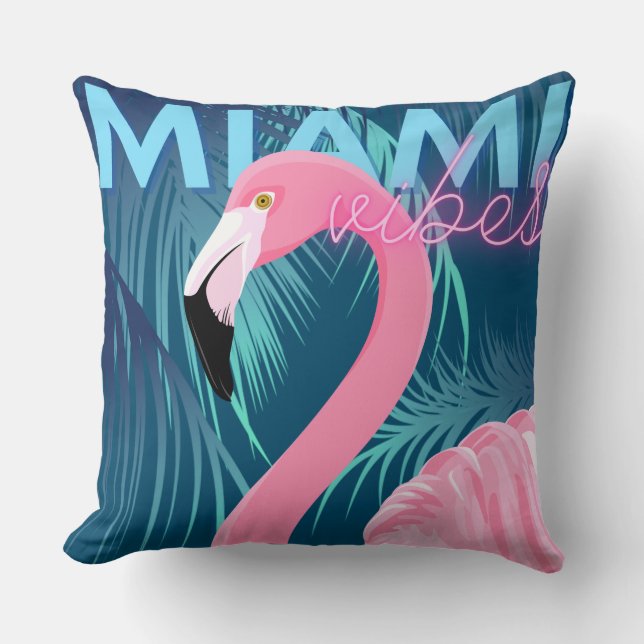 Almofada Flamingo & Palm Deixa Miami Vibes Art Deco (Frente)