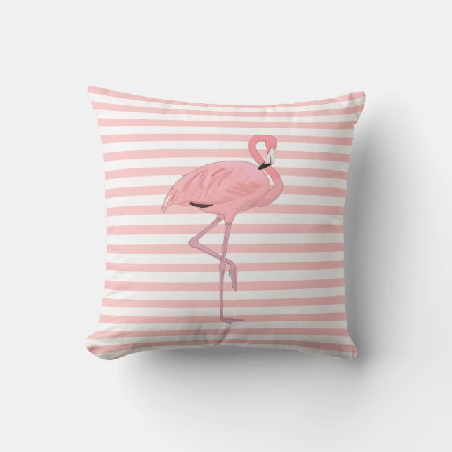 Almofada Flamingo rosa e Travesseiro decorativo Stripes (Frente)
