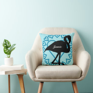 Almofada Flamingo Teal Aqua, Círculo Heqrt Doce