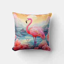 Almofada Flamingo Tropical com Flores