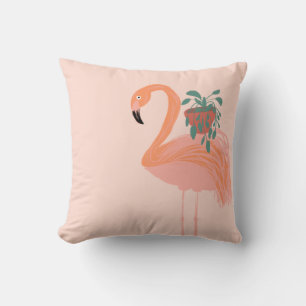 Almofada Flamingo Tropical com Planta em Vaso Desenhado à M
