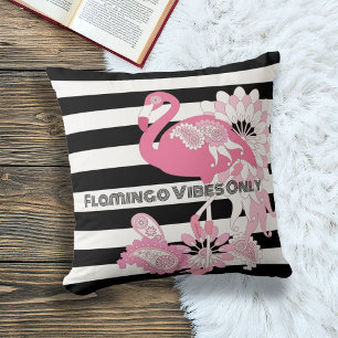 Almofada Flamingo Vibes Apenas Black & White Stripes Flamin