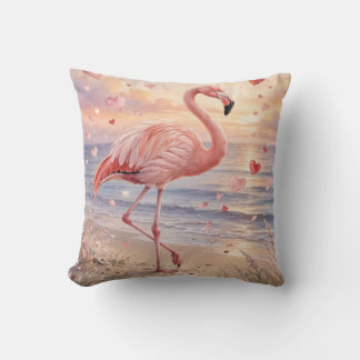 Almofada Flamingo with Hearts Throw Pillow
