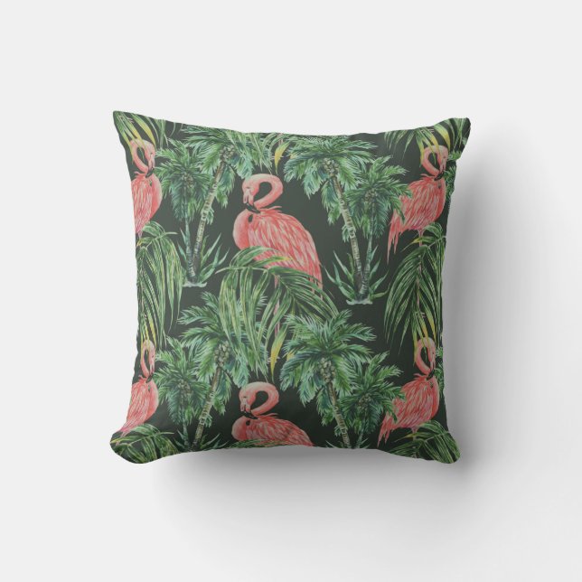 Almofada flamingos cor-de-água, pássaros exóticos, tropicai (Frente)