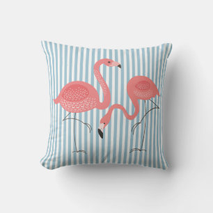 Almofada Flamingos Cor-De-Rosa Cuja Gama É Branca E Azul