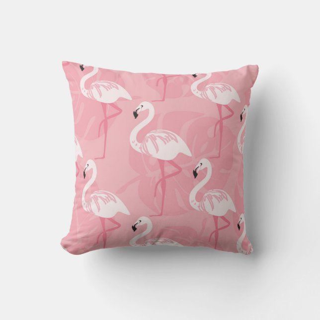 Almofada flamingos cor-de-rosa: ilustração da safra. (Frente)