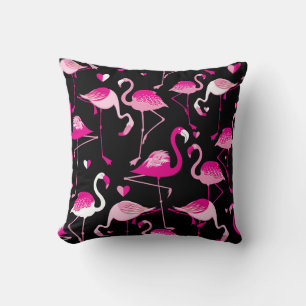 Almofada flamingos cor-de-rosa, padrão sem costura escuro.