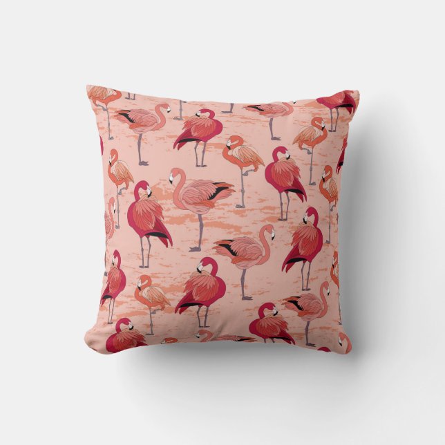 Almofada Flamingos cor-de-rosa: padrão tropical sem costura (Frente)