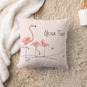 Almofada Flamingos Cor-de-Rosa Trio 4 'Seu Texto' quadrado