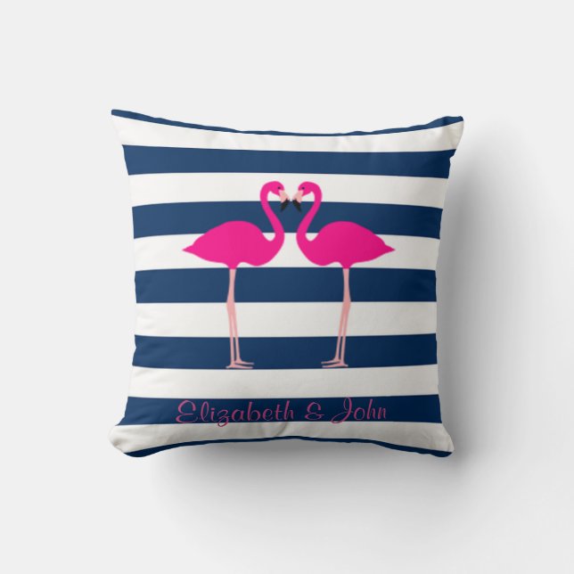 Almofada Flamingos Rosa Fofos Apaixonados,Listras-Personali (Frente)