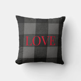 Almofada Flannel com amor: Preto e Cinzas personalizáveis