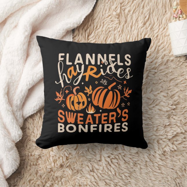 Almofada Flannels Hayrides Pumpkins Sweater Bonfire (Cobertor)