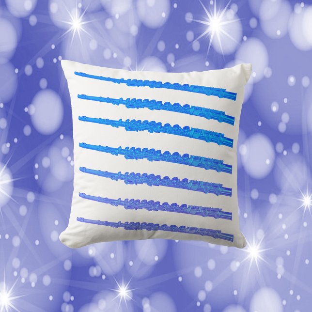 Almofada Flauta Padrão Azul (A throw pillow with a pattern of blue ombre flutes)