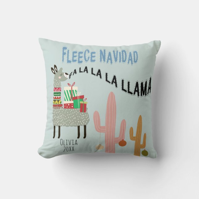 Almofada Fleece Navidad Llama Natal (Frente)