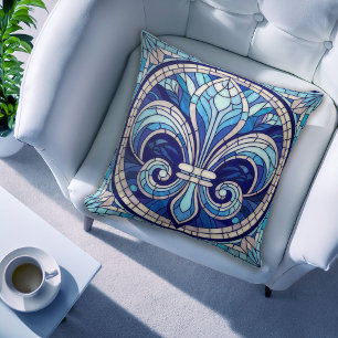 Almofada Fleur-de-lis - Arte do mosaico de vidro retido