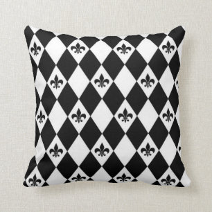 Almofada Fleur de lis Cushion, preto e branco