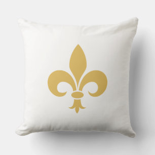 Almofada Fleur de Lis Dourada em Branco