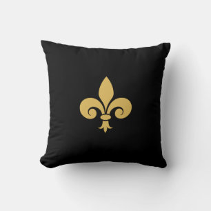 Almofada Fleur de Lis Dourada no Preto