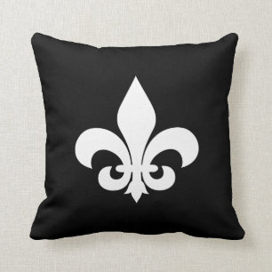 Almofada Fleur de Lis, preto e branco