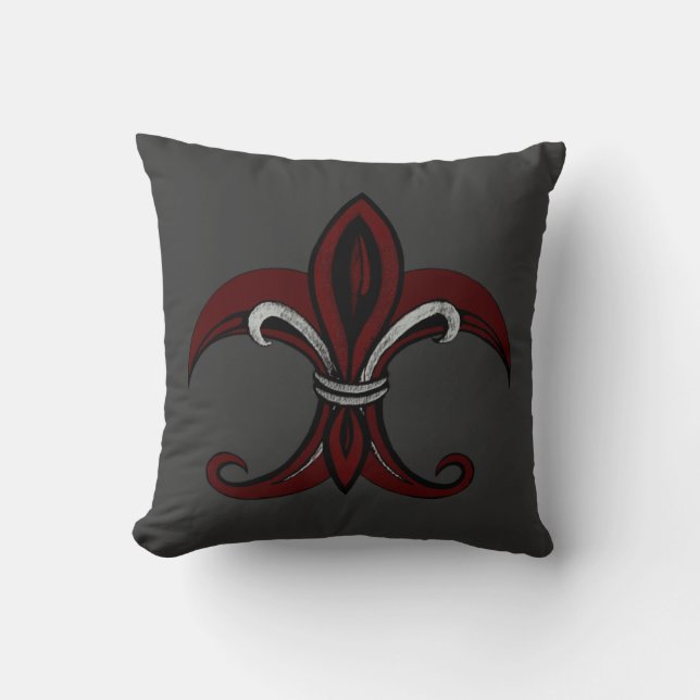 Almofada Fleur de Lis Red/Silver (Frente)