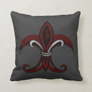 Almofada Fleur de Lis Red/Silver