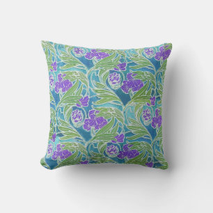 ALMOFADA FLEUR DE LIS, VERDE DEIXA AQUA FLORAL AZUL