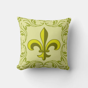 Almofada Fleur de lis vintage limão cor damasco