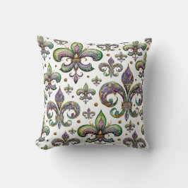 Almofada Fleur de Lis Watercolor Mardi Gras Vibes