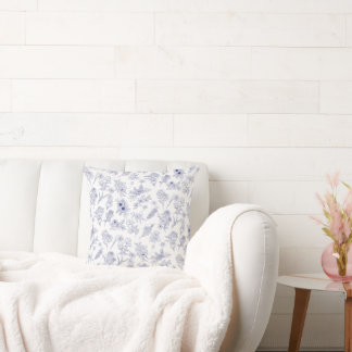 Almofada Fleur de saison Blue and White Floral Cushion