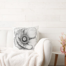Almofada 🌸 Fleur en Noir et Blanc