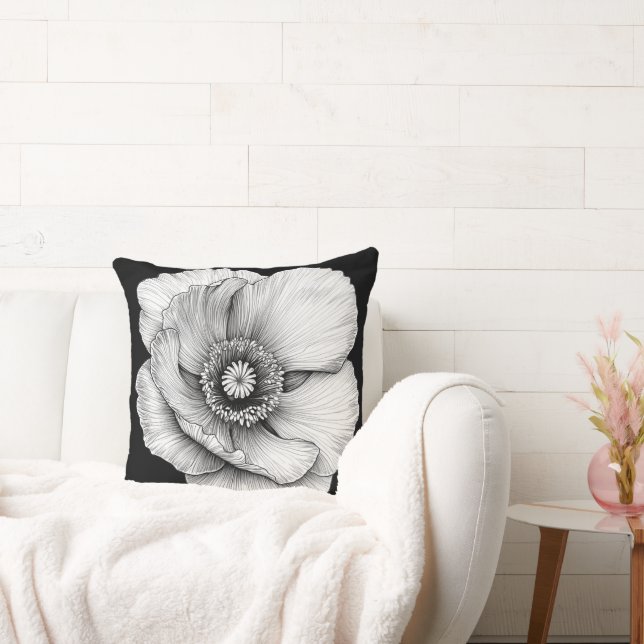 Almofada 🌸 Fleur en Noir et Blanc (Sofá)