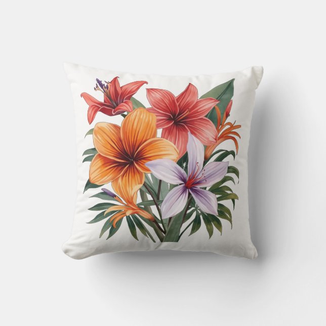 Almofada Fleurs Exotiques – Bouquet Tropical Coussin (Frente)