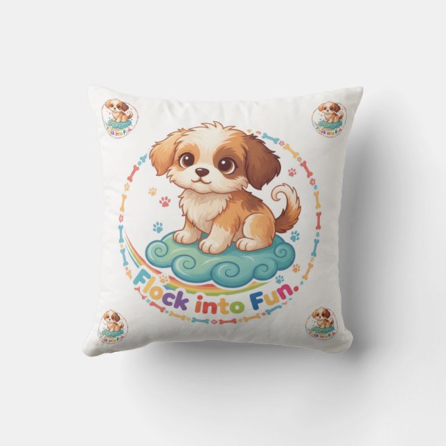 Almofada “Flock Into Fun” Colourful Polyester Throw Pillow (Verso)