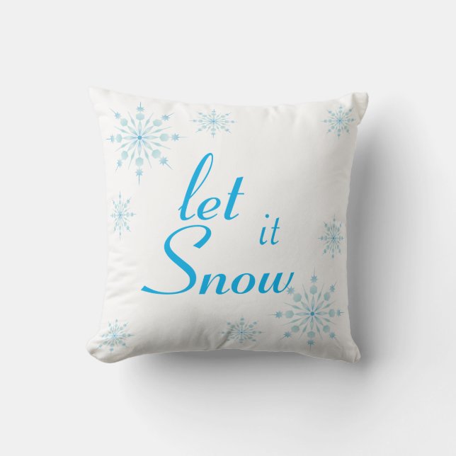 Almofada Floco de Neve Azul Decorativo Deixe Nevar (Frente)