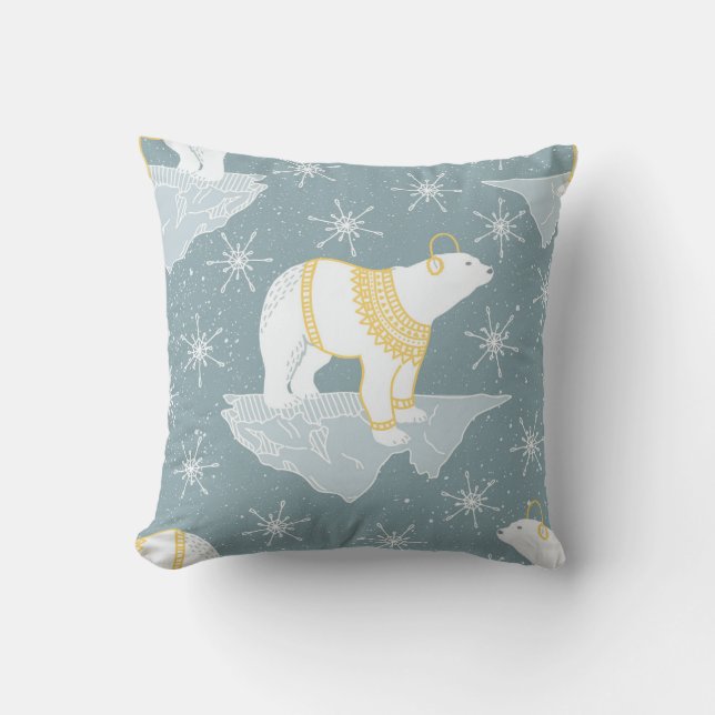 Almofada Floco de neve de Natal de inverno urso polar icebe (Frente)