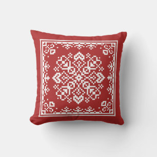 Almofada Floco de neve escandinavo Vermelho e Branco Natal