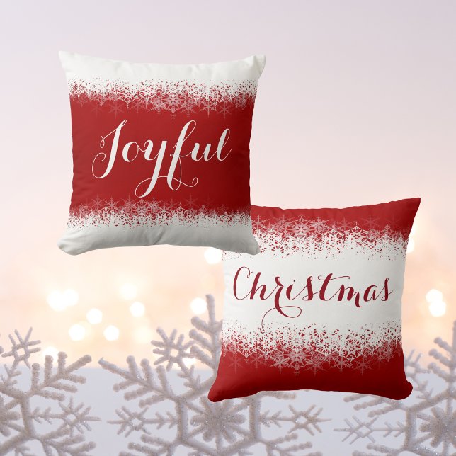 Almofada Floco de neve festivo vermelho e branco (Red and White Festive Snowflake Throw Pillow)