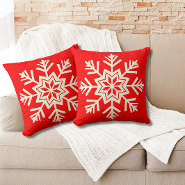 Almofada Floco de Neve Natal Branco Vermelho