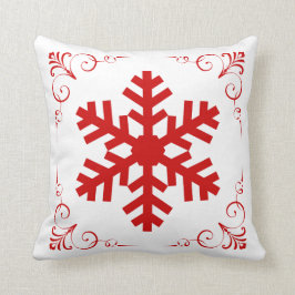 Almofada Floco de neve vermelho do inverno com Natal
