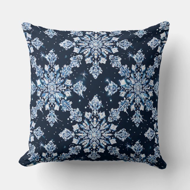 Almofada Flocos de neve azuis 3d (Frente)