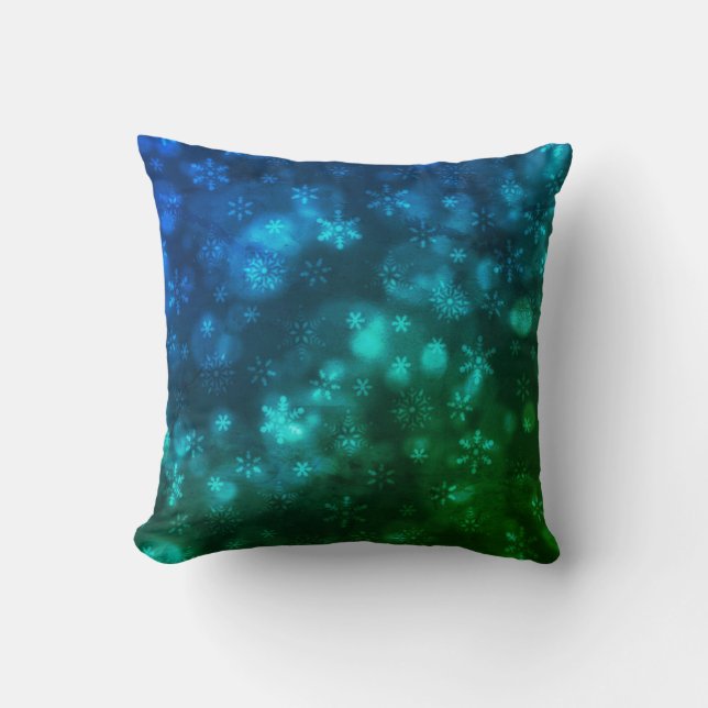 Almofada Flocos de Neve Azul Verde (Frente)