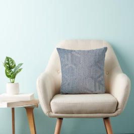 Almofada Flocos de Neve da Moda em Denim Azul