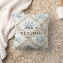 Almofada Flocos de neve de Natal com Creme Azul